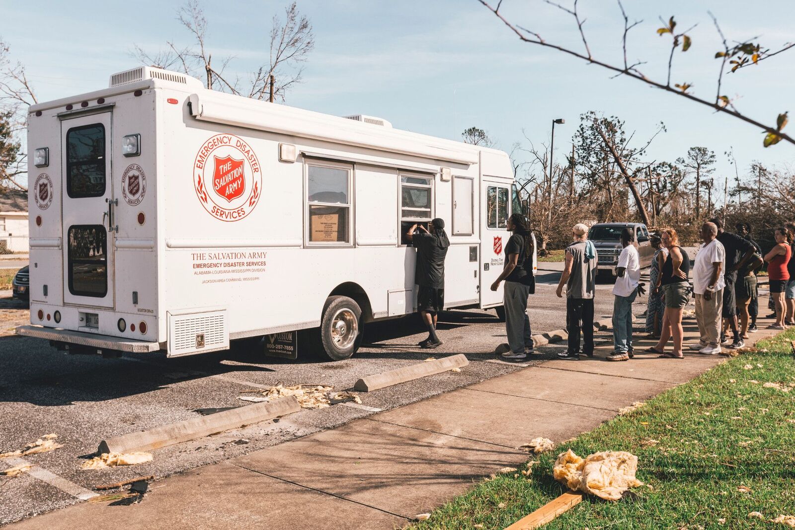 Salvation Army truck assisting the community after a disaster.